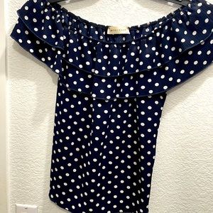 BLUE ❤️WHITE POLKA DOT OFF SHOULDER